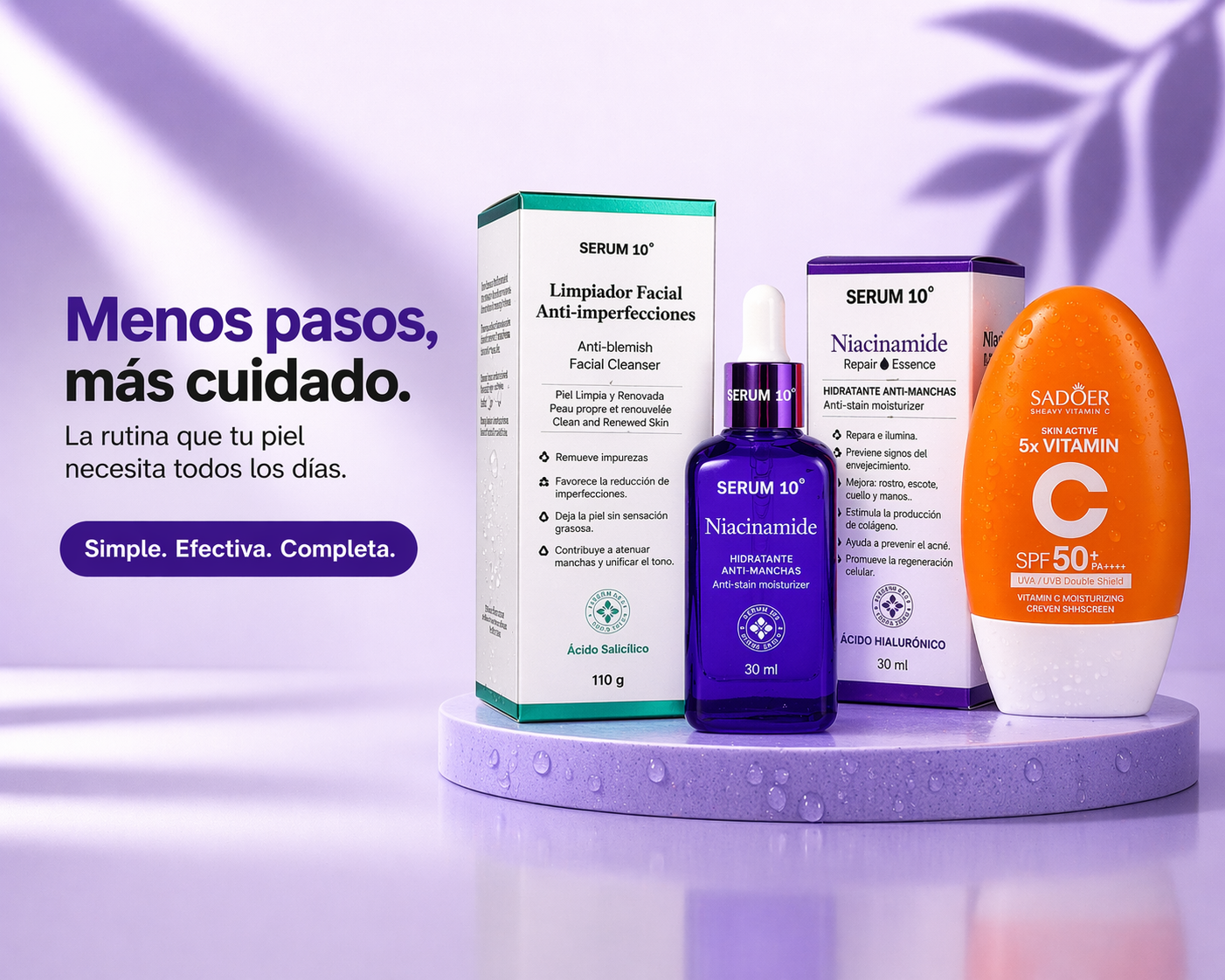 Rutina facial 3 en 1, para piel con Imperfecciones