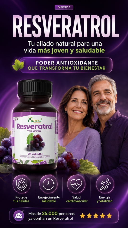 RESVERATOL 60 CAPSULAS |  Potente acción antioxidante (anti-envejecimiento) UNISEX | 🛡️Calidad premium