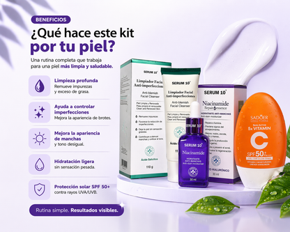 Rutina facial 3 en 1, para piel con Imperfecciones