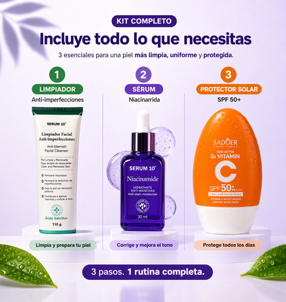 Rutina facial 3 en 1, para piel con Imperfecciones
